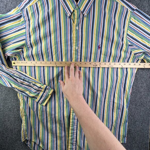 Ralph Lauren Men’s Button Up Shirt Multicolor Classic Fit Large Striped Cotton - Picture 5 of 11